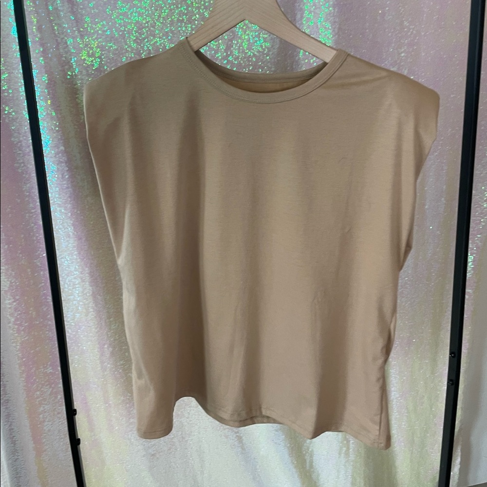 Tan Tank With Shoulder Pads